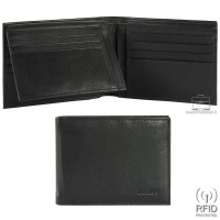 TOGO: portafoglio uomo in pelle morbida, colore: NERO, Made in Italy