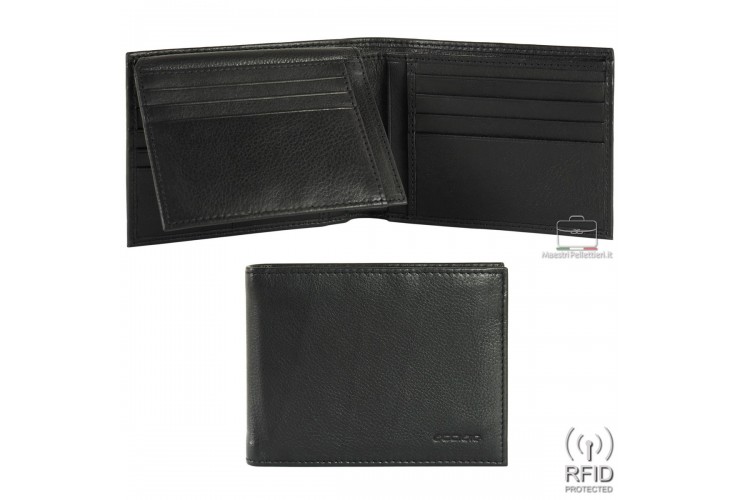 Herren rfid Portmonee aus weiches leder 12kk patte Schwarz Herren rfid Portmonee aus weiches leder 12kk patte Schwarz