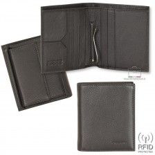 Men's pocket wallet with spring clip and coinpocket Rfid leather Brown