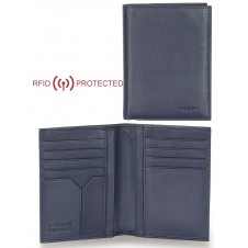 Portafoglio Anti RFID verticale da taschino in pelle Blu Portafoglio Anti RFID verticale da taschino in pelle Blu
