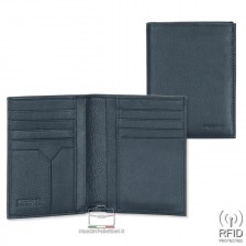 Portafoglio Anti RFID verticale da taschino in pelle Blu Portafoglio Anti RFID verticale da taschino in pelle Blu