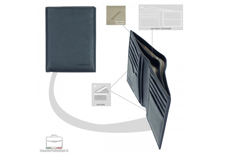 Vertical RFID man's wallet, soft leather color Blue Vertical RFID man's wallet, soft leather color Blue