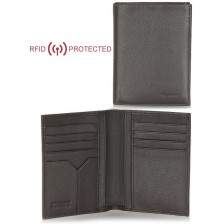 Vertical RFID man's wallet, soft leather color Brown