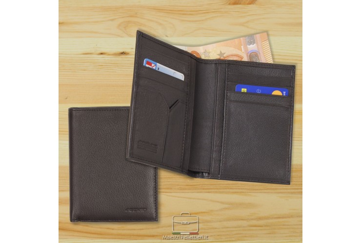 Vertical RFID man's wallet, soft leather color Brown Vertical RFID man's wallet, soft leather color Brown