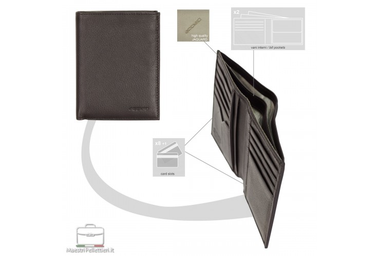 Vertical RFID man's wallet, soft leather color Brown Vertical RFID man's wallet, soft leather color Brown