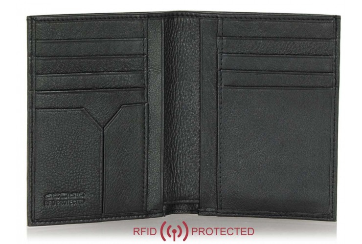 Portafoglio Anti RFID verticale da taschino in pelle Nero Portafoglio Anti RFID verticale da taschino in pelle Nero
