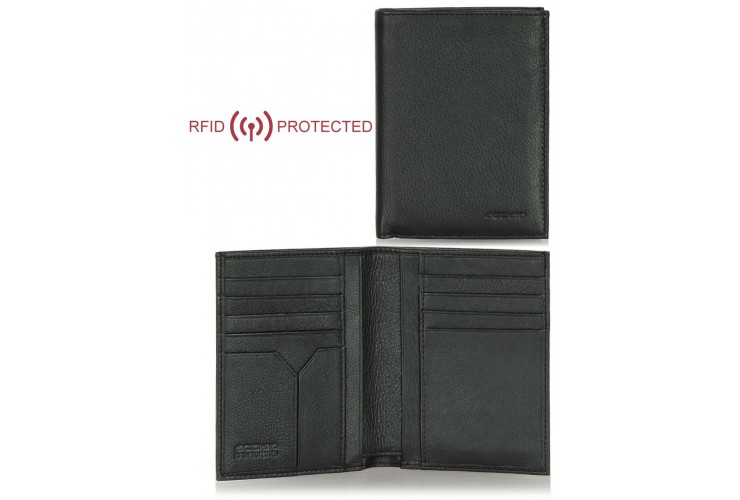 Portafoglio Anti RFID verticale da taschino in pelle Nero Portafoglio Anti RFID verticale da taschino in pelle Nero