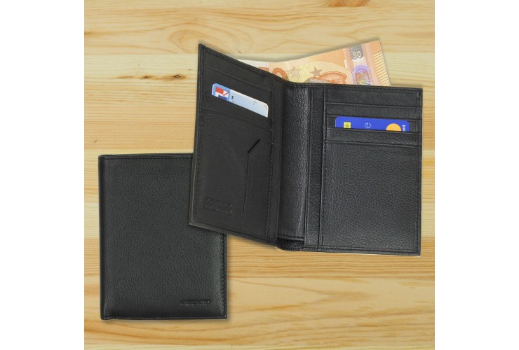 Vertical RFID man's wallet, soft leather color Black Vertical RFID man's wallet, soft leather color Black