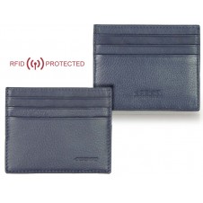 Porta credit card Anti RFID piatto 6cc da taschino in pelle Blu