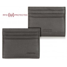 Porta credit card Anti RFID piatto 6cc da taschino in pelle Marrone