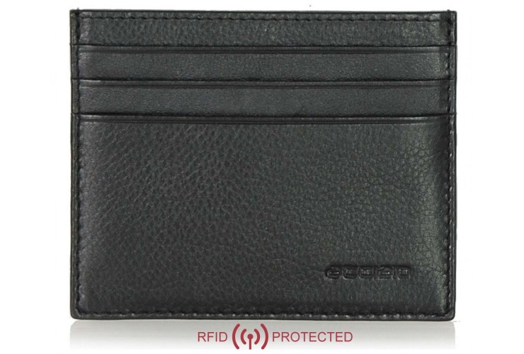 Porta credit card Anti RFID piatto 6cc da taschino in pelle Nero