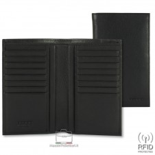 Portafoglio verticale uomo in pelle 16cc zip rfid Nero Portafoglio verticale uomo in pelle 16cc zip rfid Nero