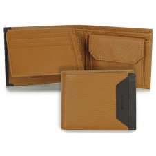Portafoglio Anti RFID uomo pelle con portamonete 7c/c Cuoio/Marrone