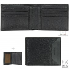 Men's RFID wallet with 11c/c in leather Black