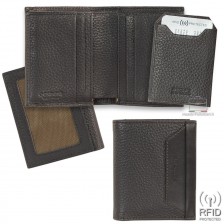 Men's mini RFID wallet in 7cc leather Brown color
