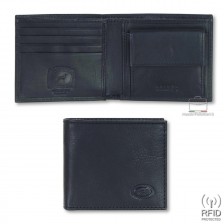 Men's wallet small anti-rfid in leather Blu