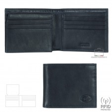 Portafoglio uomo anti-rfid 12cc con ribaltina in pelle Blu Portafoglio uomo anti-rfid 12cc con ribaltina in pelle Blu