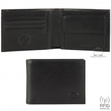Herren Portemonnaie klassische Anti-Rfid 7kk münzfach aus Leder Schwarz