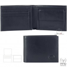 Portafoglio uomo classico anti-rfid 10cc portamonete e ribaltina in pelle Blu Portafoglio uomo classico anti-rfid 10cc portamonete e ribaltina in pelle Blu