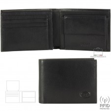 Portafoglio uomo classico anti-rfid 10cc portamonete e ribaltina in pelle Nero Portafoglio uomo classico anti-rfid 10cc portamonete e ribaltina in pelle Nero