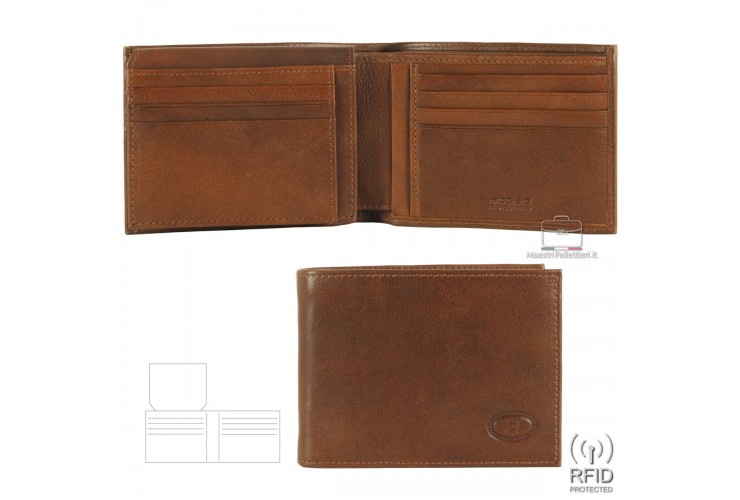 Portafoglio uomo classico anti-rfid solo carte di credito Portafoglio uomo classico anti-rfid con molte credit card in pelle Marrone/Castagno