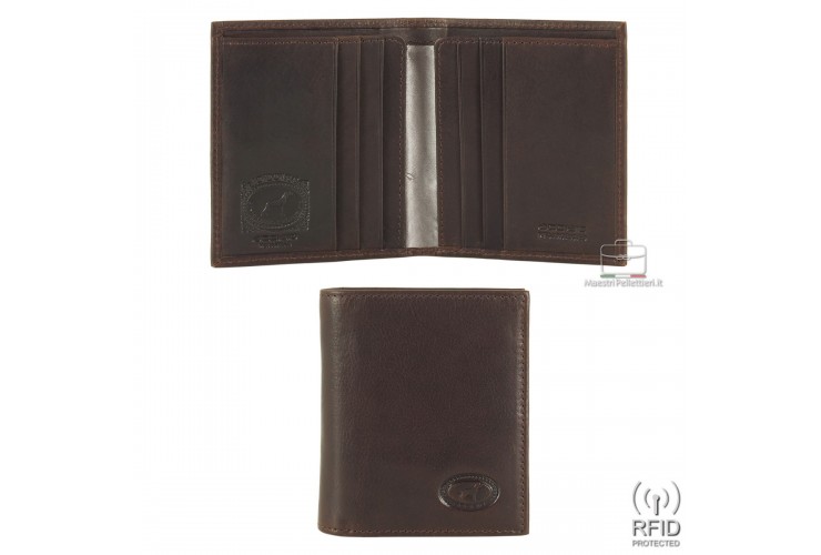 Mini Herren portemonnaie schlankes design 6 c/c Leder Moka