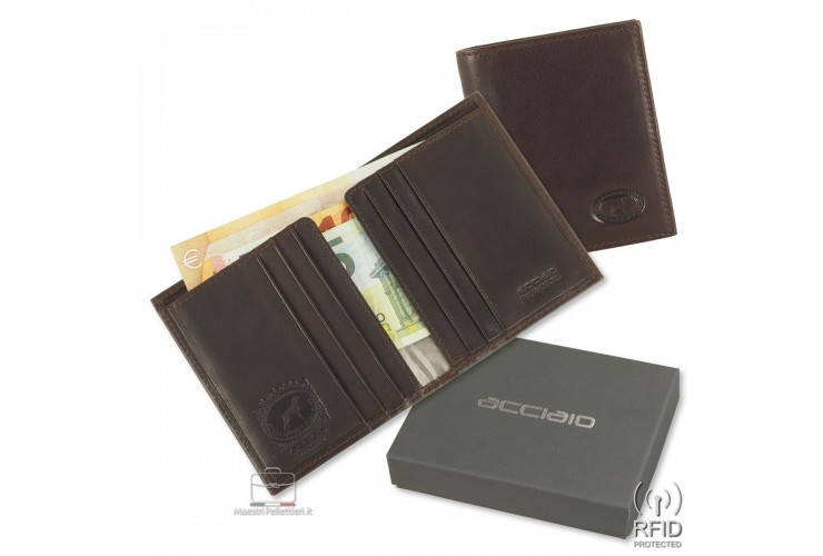 Mini Herren portemonnaie schlankes design 6 c/c Leder Moka