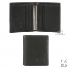 Mini men's wallet slim design 6 c/c leather Black