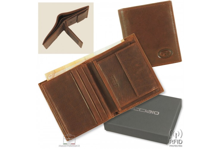 Men's leather 7 cards Brown