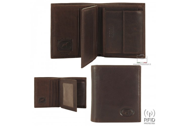 Kleine Herrenbrieftasche aus leder Braun/Moka
