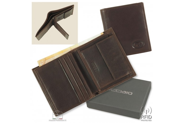 Kleine Herrenbrieftasche aus leder Braun/Moka