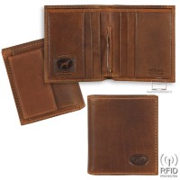 Men's pocket wallet with clip spring and coinpocket anti-rfid leather Brown/Chestnut