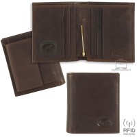 Men's pocket wallet with clip spring and coinpocket anti-rfid leather Brown/Moka