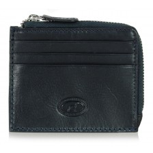 Men's Slim wallet card with zip in leather Black
