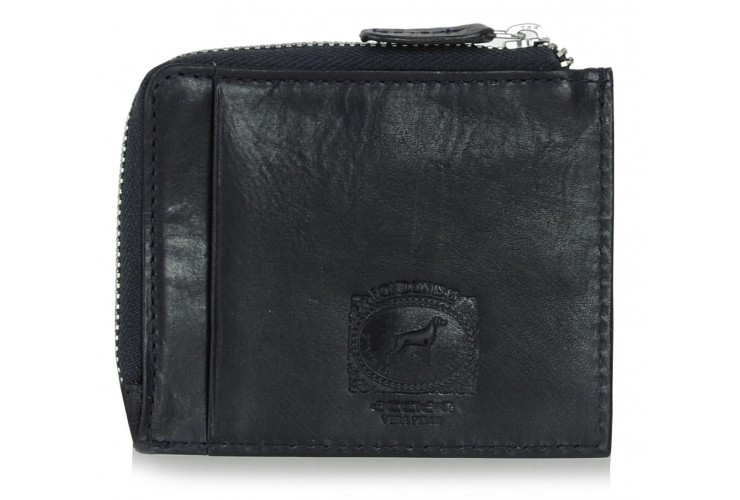 Portafoglio portacarte piatto uomo con zip in pelle Nero Portafoglio portacarte piatto uomo con zip in pelle Nero