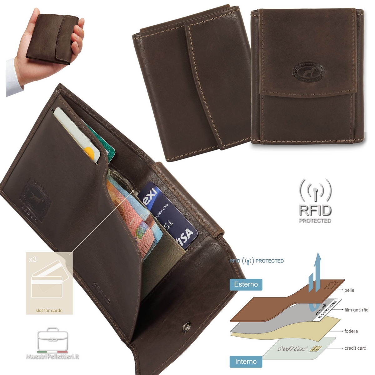 Zippo Portamonete In Pelle Verticale - Moka - Confezione Regalo - 4