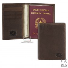 Passport holder case in leather 4 cards rfid Brown/Moka