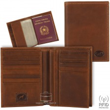 Travel leather vertical wallet for passport, tickets and documents Chestnut/Brown