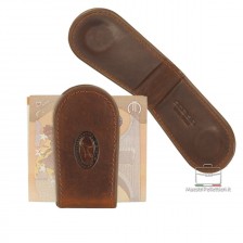 Magnetic money clip in leather Braun/Chestnut