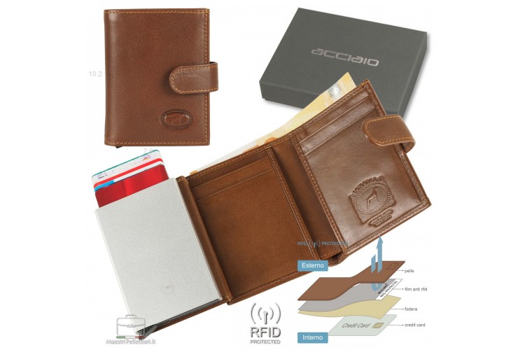 Portafoglio Uomo Portacarte Con Pattina THE BRIDGE In Pelle Marrone Linea Story Made In Italy