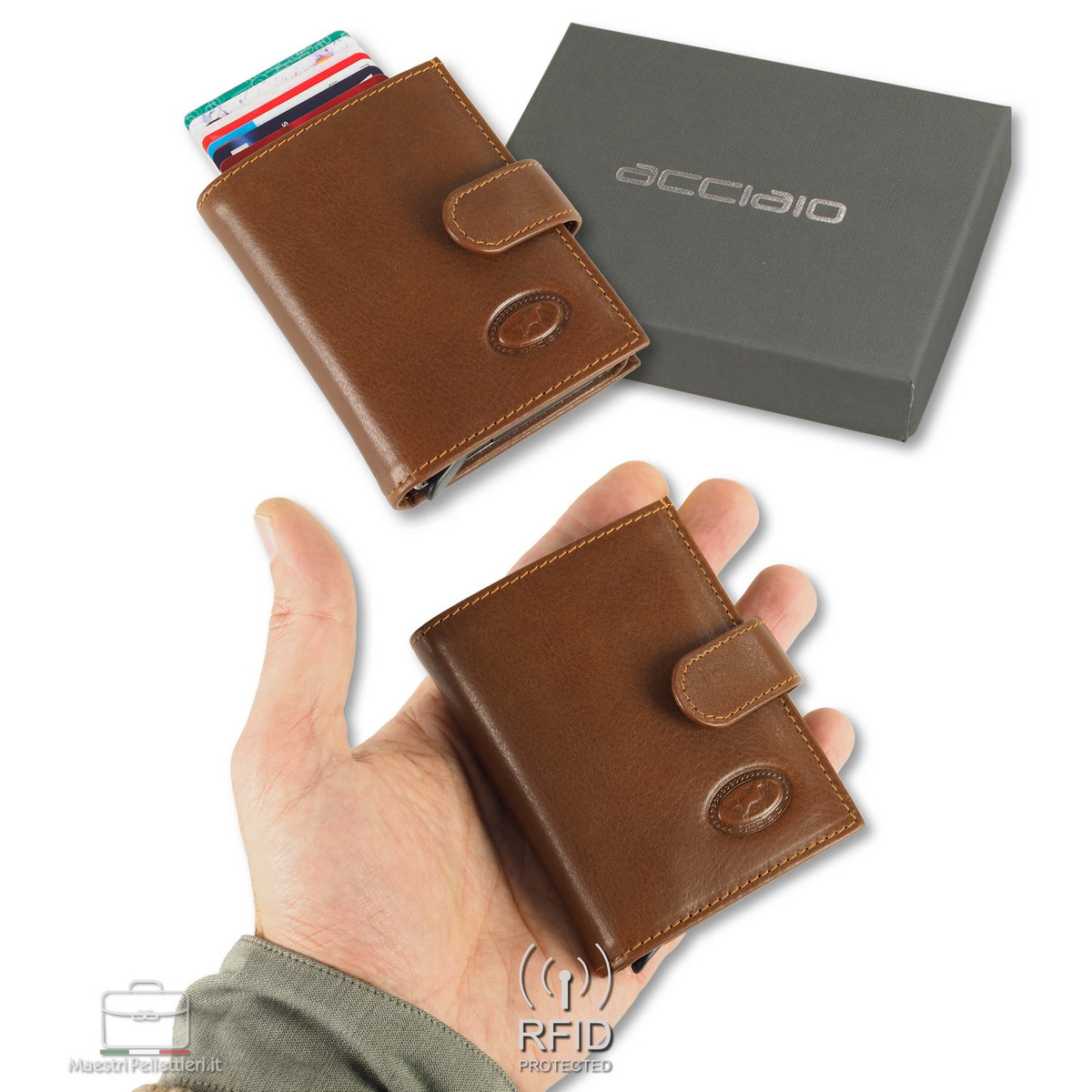 Pochette Carte Portafoglio In Vera Pelle Personalizzabile Con - Main Image