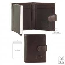 Popup men's wallet Rfid pocket size in leather Brown/Moka