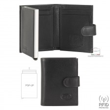 Popup men's wallet Rfid pocket size in leather Black