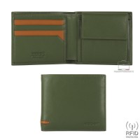 Portafoglio piccolo da uomo 7 carte e portamonete Verde