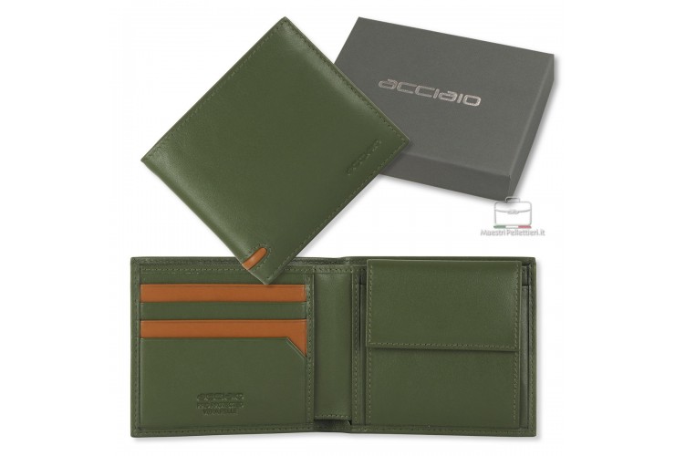 Portafoglio piccolo da uomo 7 carte e portamonete Verde Portafoglio piccolo da uomo 7 carte e portamonete Verde