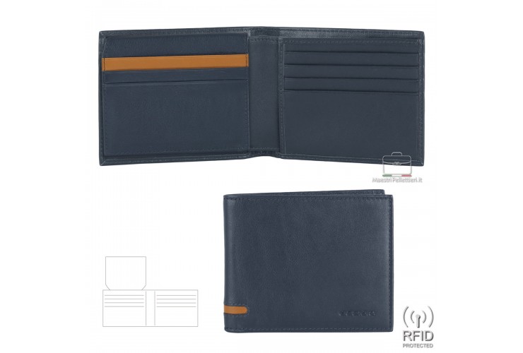 Portafoglio da uomo con molte carte di credito, Blu