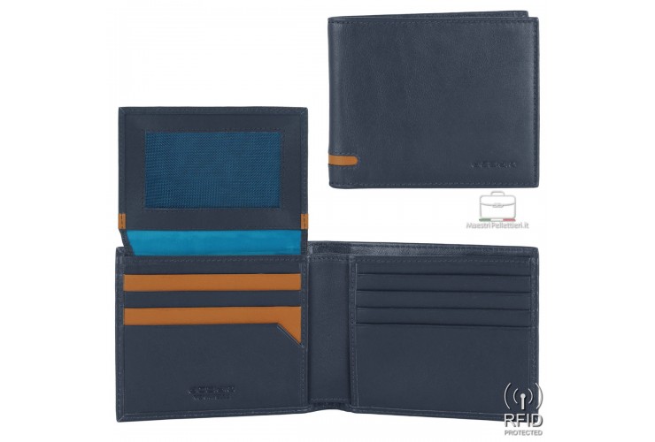 Portafoglio da uomo con molte carte di credito, Blu