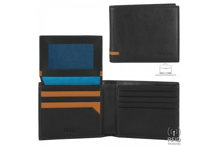 Portafoglio da uomo con molte carte di credito, Nero Portafoglio da uomo con molte carte di credito, Nero