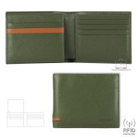 Portafoglio da uomo con 15 carte di credito e patta, Verde