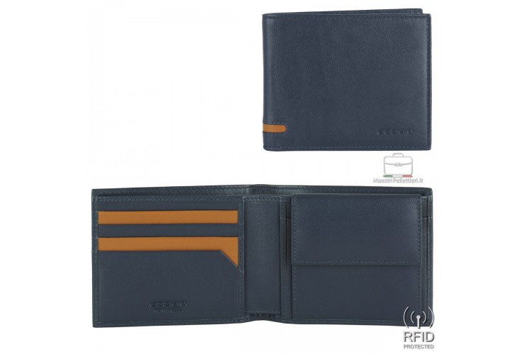 Herren-Geldbörse Portmonee mit Münzfach aus Leder Blau Herren-Geldbörse Portmonee mit Münzfach aus Leder Blau
